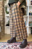 Nora Brushed Cotton Gingham Kick Pant Deep Olive